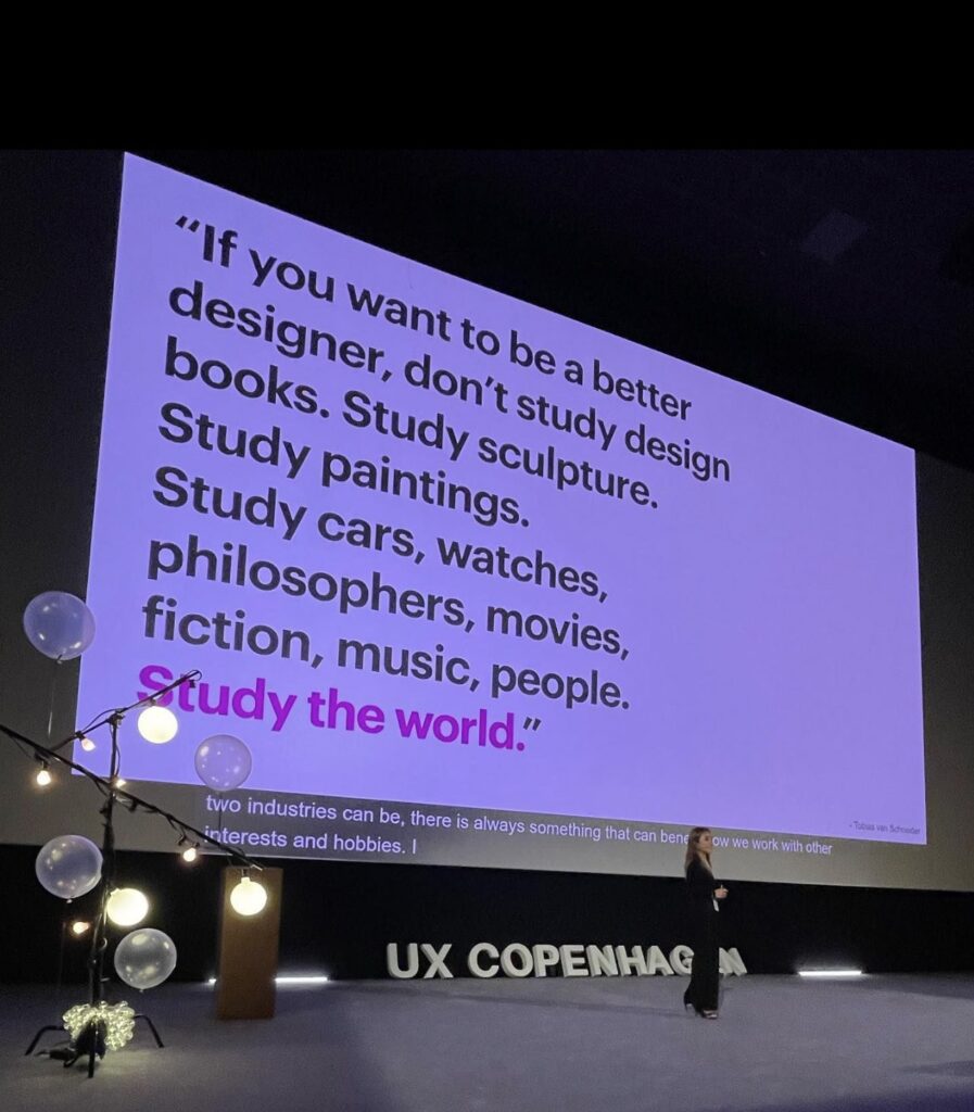 If you want to be a better designer, don't study design books. Study sclupture. Study paintings. Study cars, watches, philosophers, movies, fiction, music, people.Study the world!