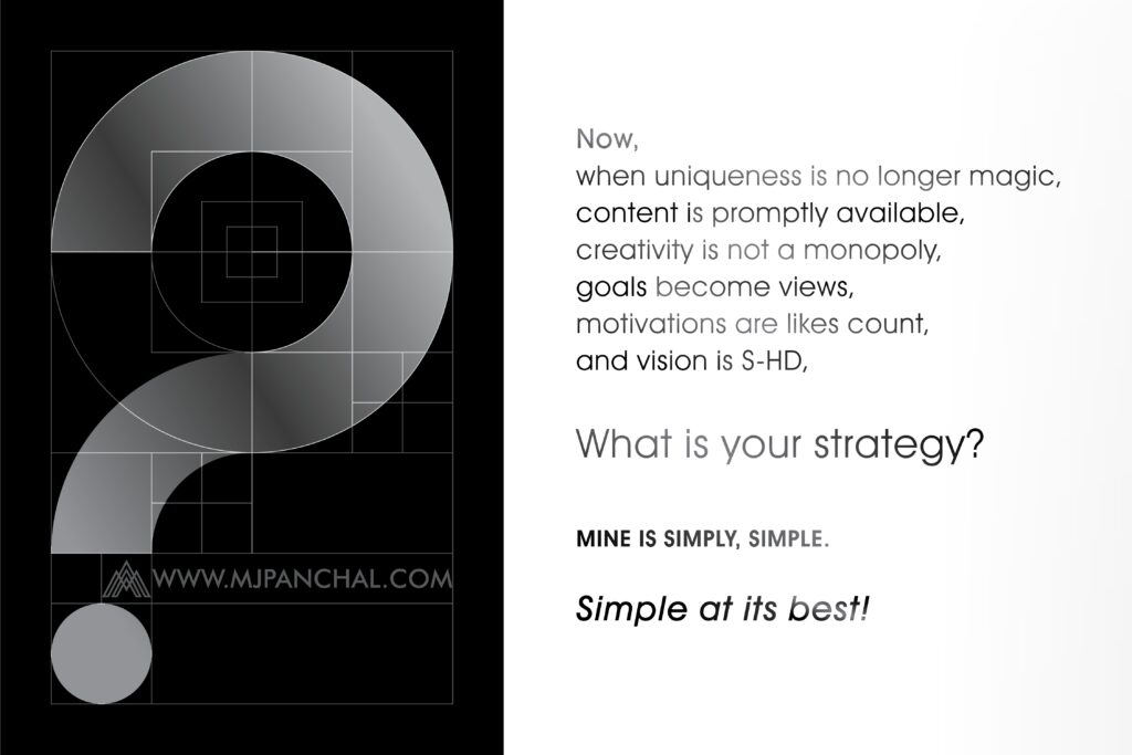 Now, when uniqueness is no longer magic, content is promptly available, creativity is not a monopoly, goals become views, motivations are likes count, and vision is S-HD, What is your strategy? MINE IS SIMPLY, SIMPLE. Simple at its best! #advertising #marketing
